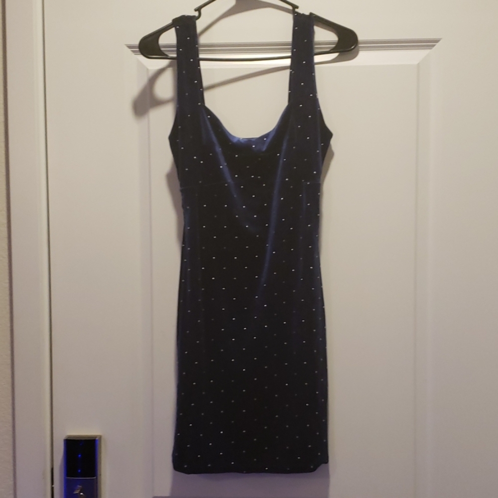 Navy blue velvet dress